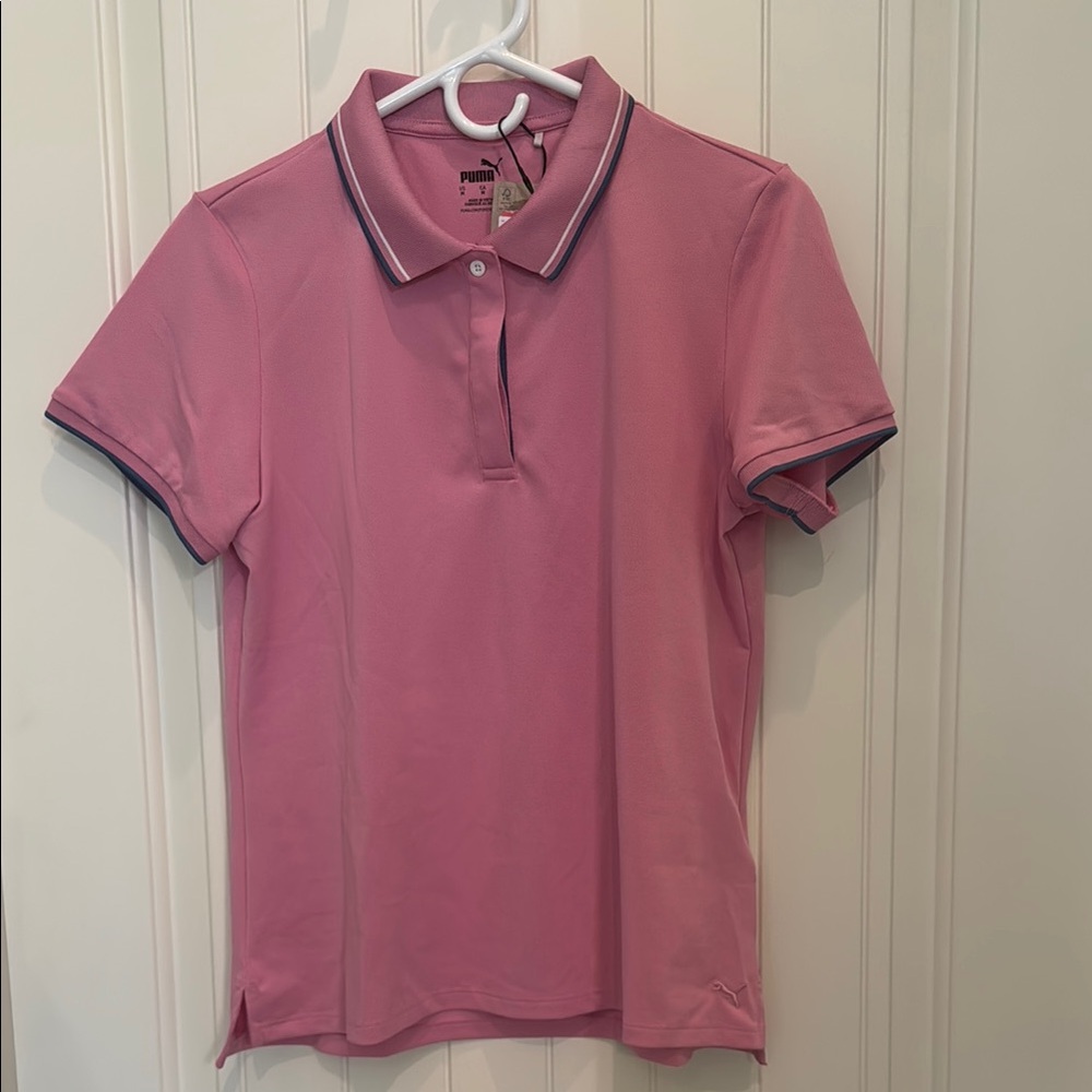 Puma Pink Fitted Buttoned Polo Top